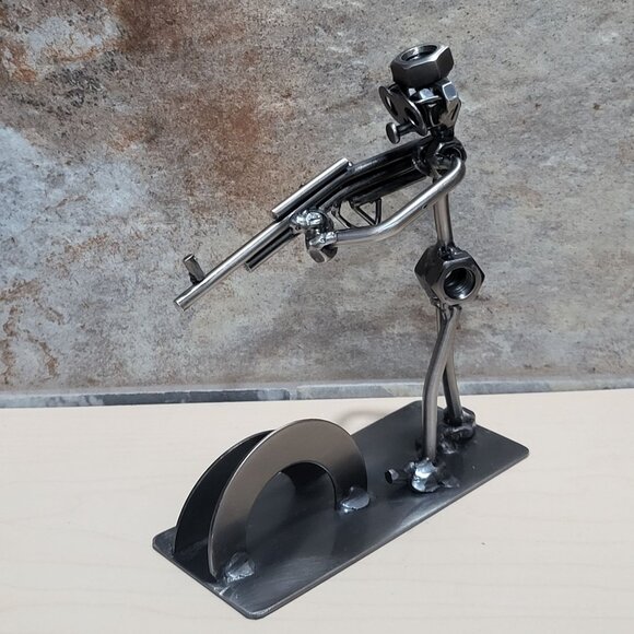 Nuts and Bolts Rifleman Figurine Business Card Holder Metal Shooting Hunting - Picture 12 of 13